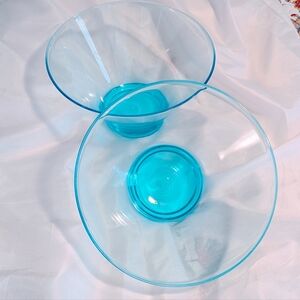 Aqua Large Plastic Bowls Set of 2